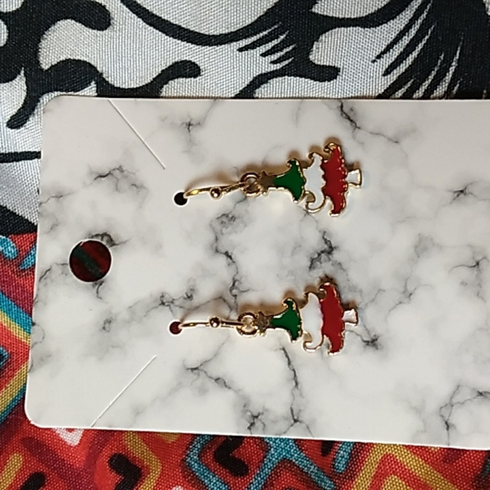 Hypoallergenic earrings Christmas Tree Earrings. .5 x 3/4 inches